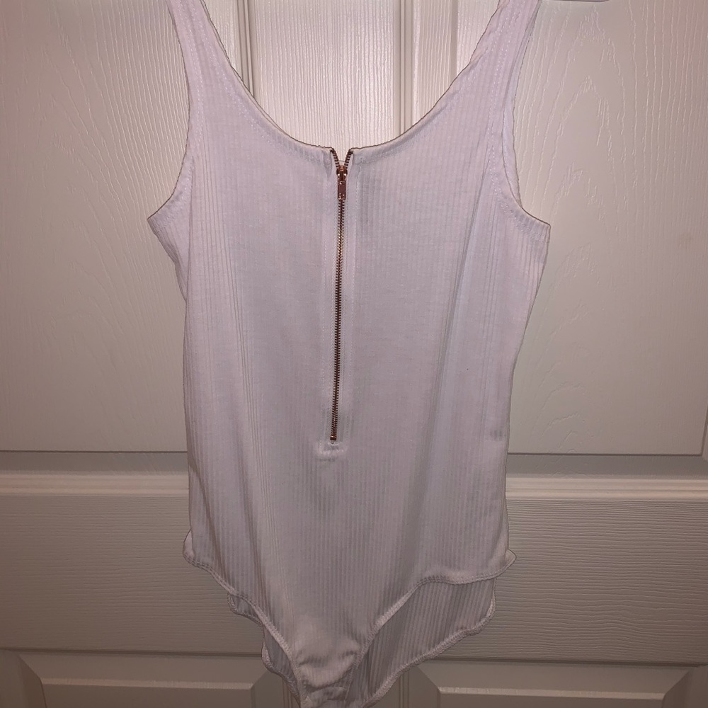 White Zip Up Bodysuit Rue21